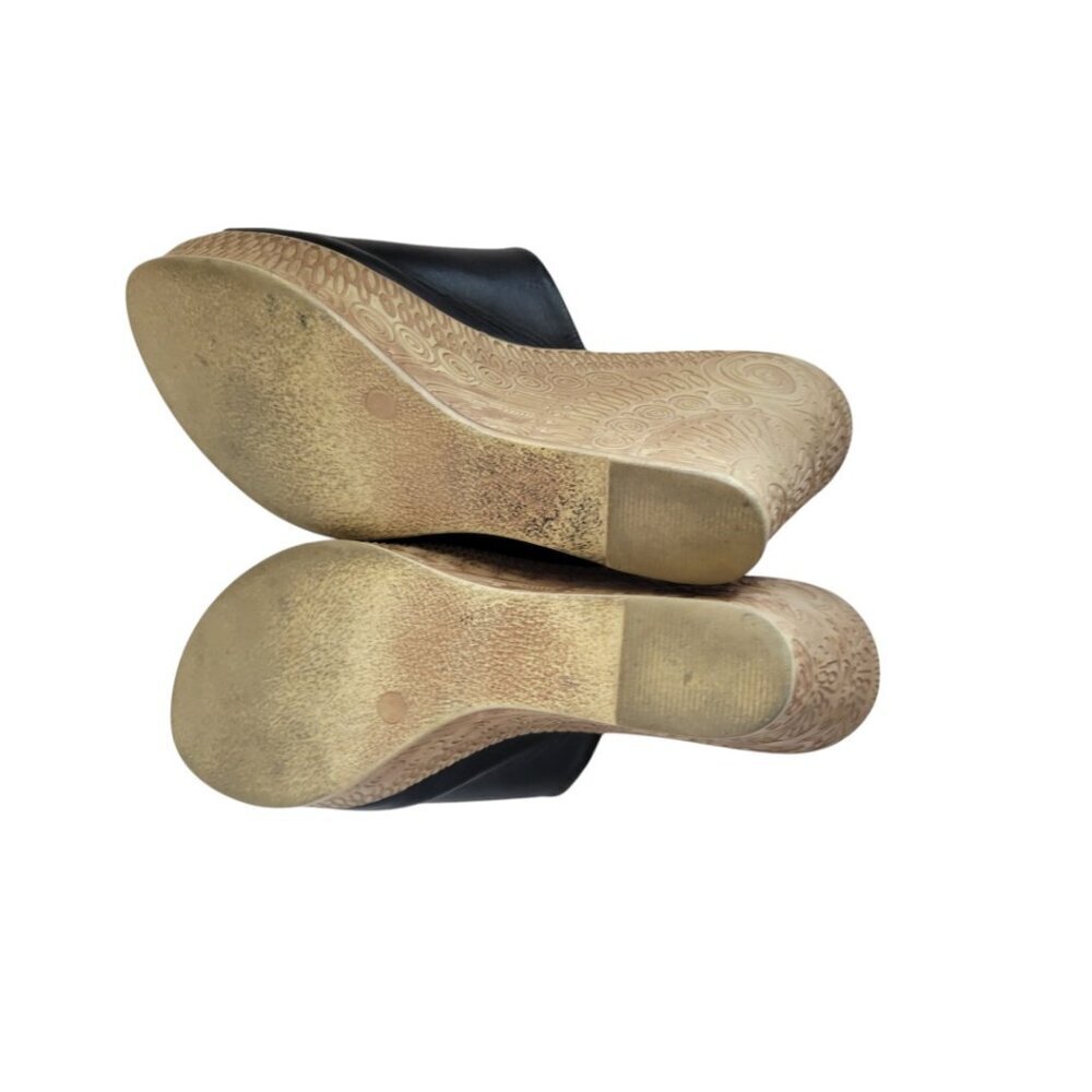 Women's Bella Vita Black Leather Slides Sandals Espadrilles 8.5N Narrow - Picture 7 of 7